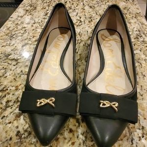 Sam Edelman black flats suede with gold  accent